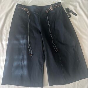 St. John Black wide leg shorts  with Beaded Details